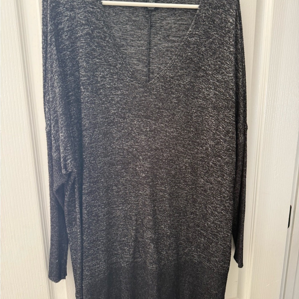 Joan Vass Charcoal V-Neck Sweater